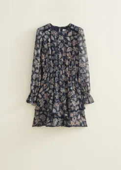Fashion Cotton Club Mini jurk met ruffles indigo