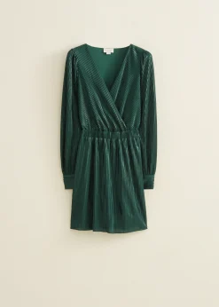 Clearance Cotton Club Mini jurk van plissé donkeraqua