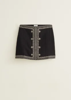 Discount Cotton Club Mini rok met borduurwerk zwart
