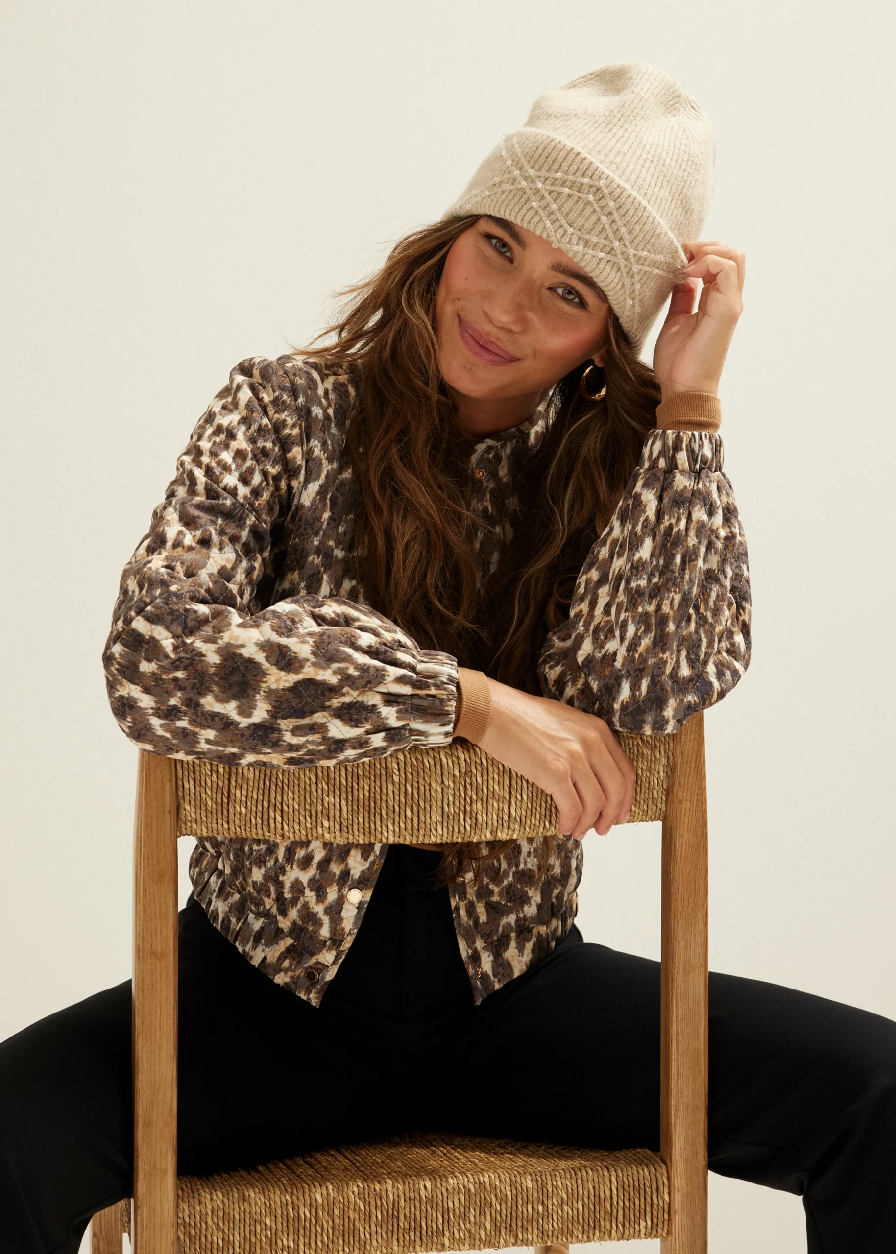 Discount Cotton Club Muts met strass zandgemêleerd