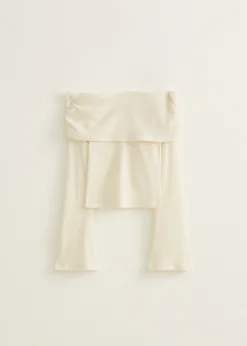 Fashion Cotton Club Off-shoulder top structuur ecru