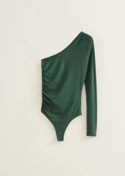 Sale Cotton Club One-shoulder body donkergroen