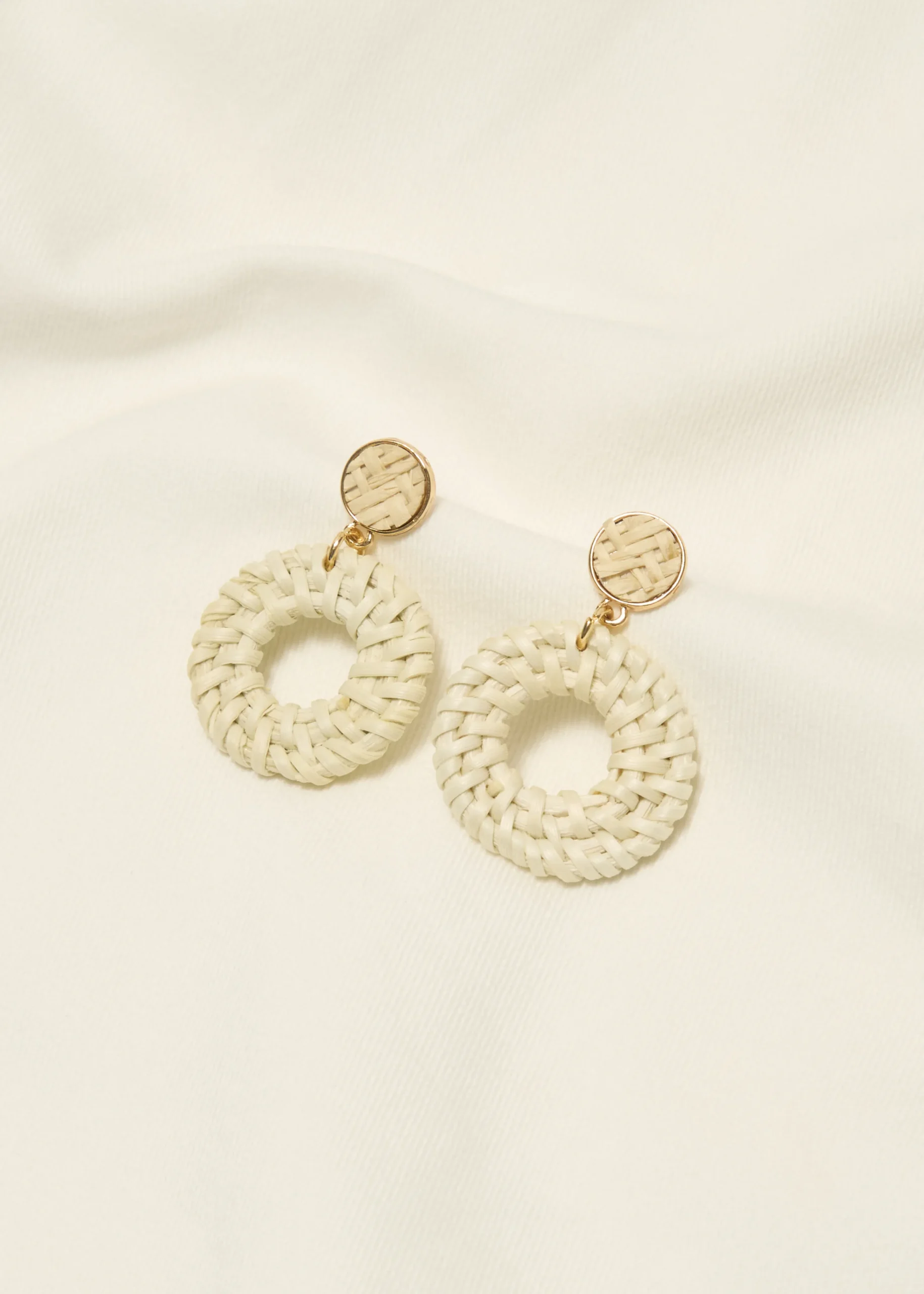 Fashion Cotton Club Oorbellen van rotan ecru