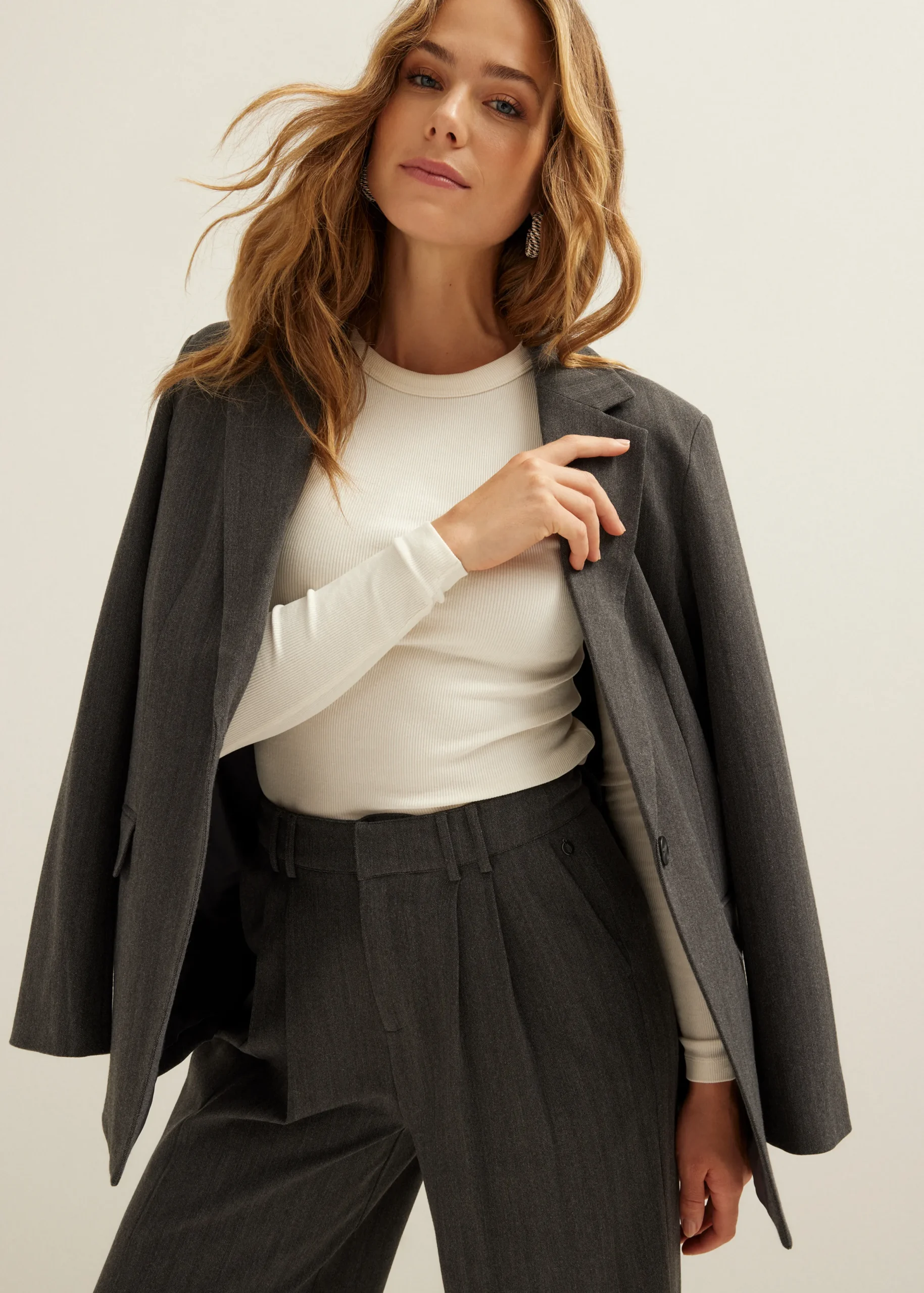 New Cotton Club Oversized blazer gemêleerd antracietgemêleerd