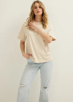 Sale Cotton Club Oversized t-shirt lichtzand