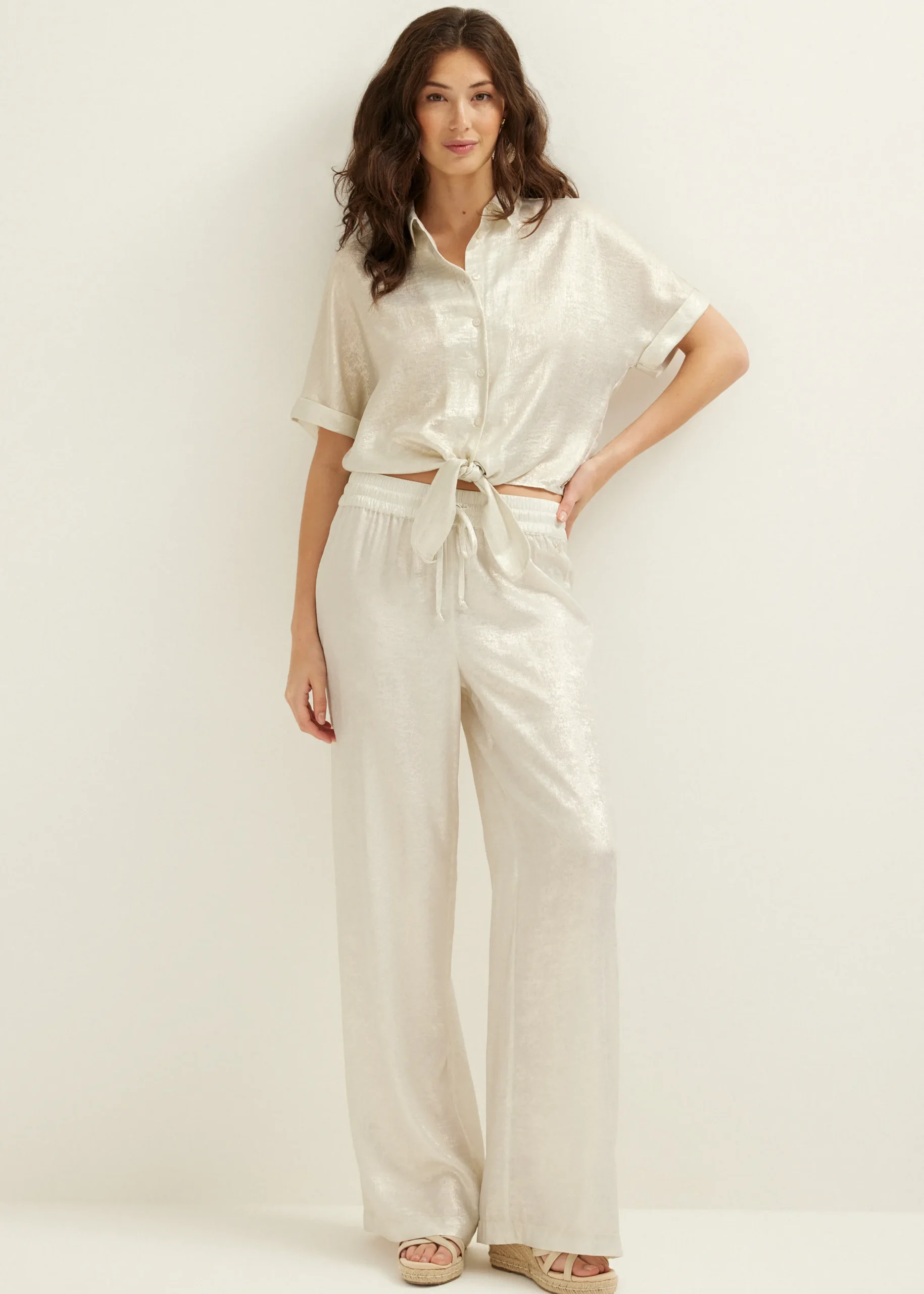 Clearance Cotton Club Palazzo broek champagne