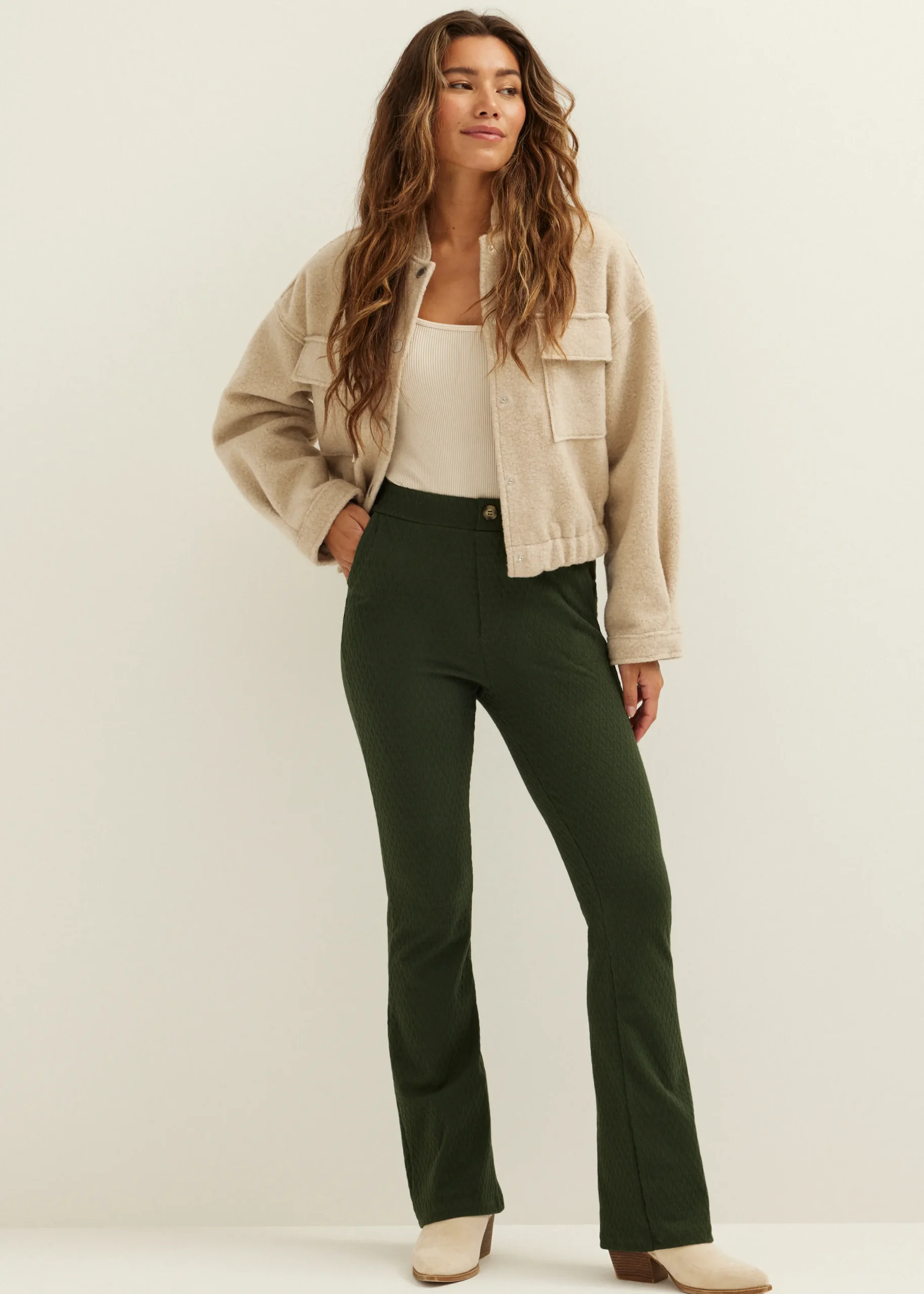 Sale Cotton Club Pantalon jacquard groen,denne