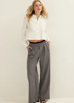 Hot Cotton Club Pantalon met elastieke band middengrijsgem&ecirc;leerd