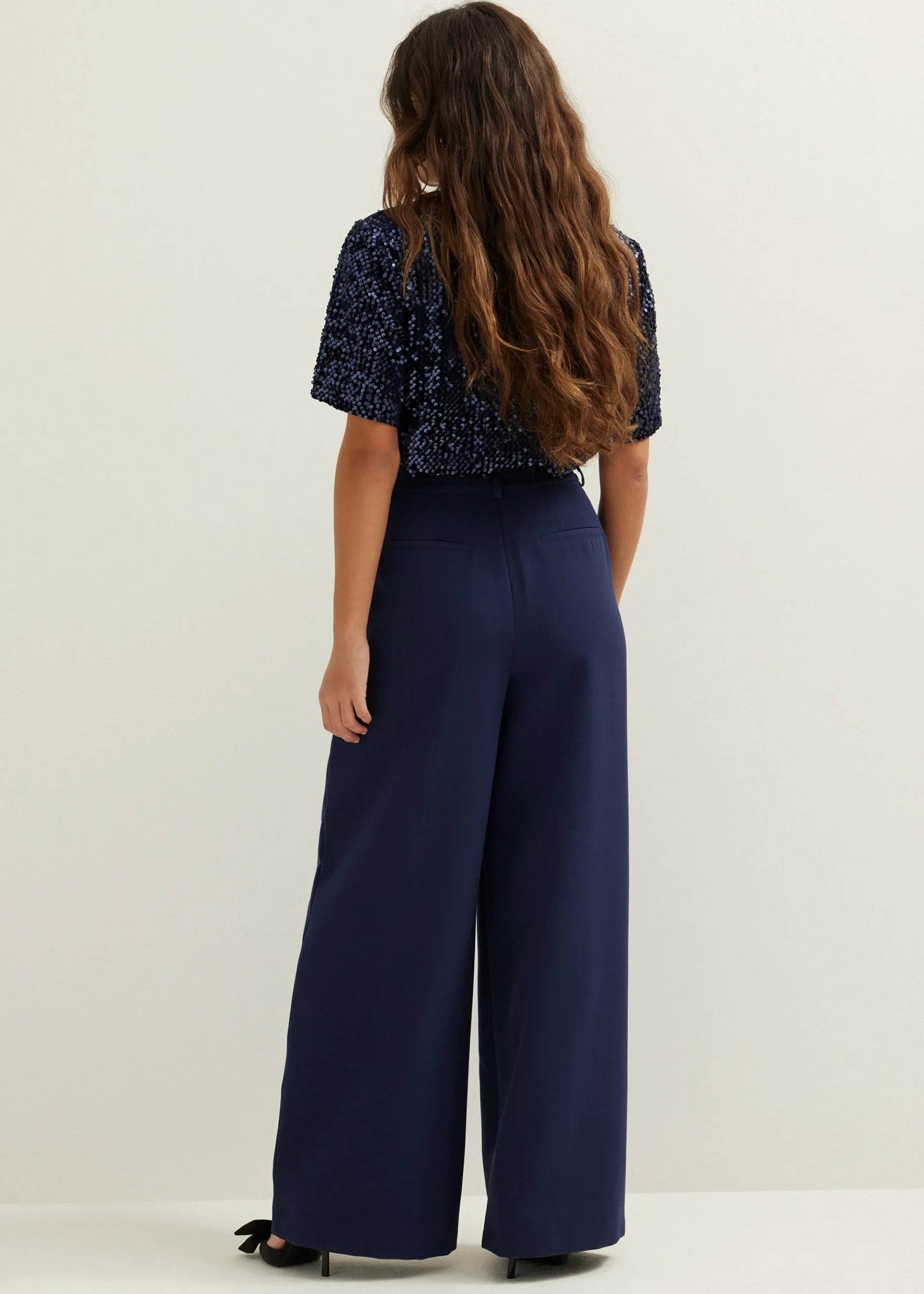 Outlet Cotton Club Pantalon met geplooide details indigo