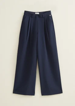 Outlet Cotton Club Pantalon met geplooide details indigo