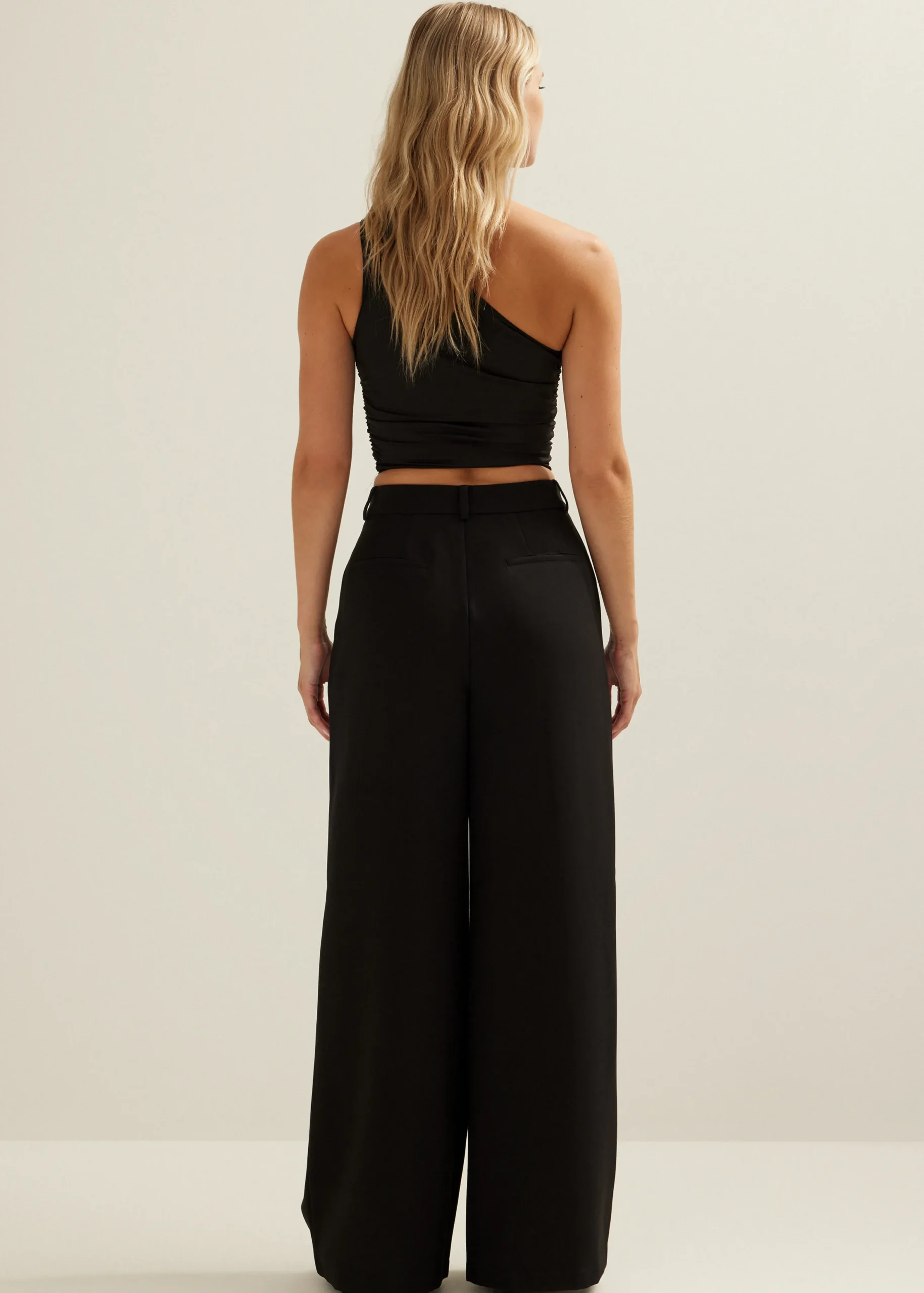Clearance Cotton Club Pantalon met geplooide details zwart