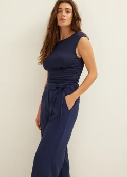 New Cotton Club Pantalon met gestrikt detail blauw,marine