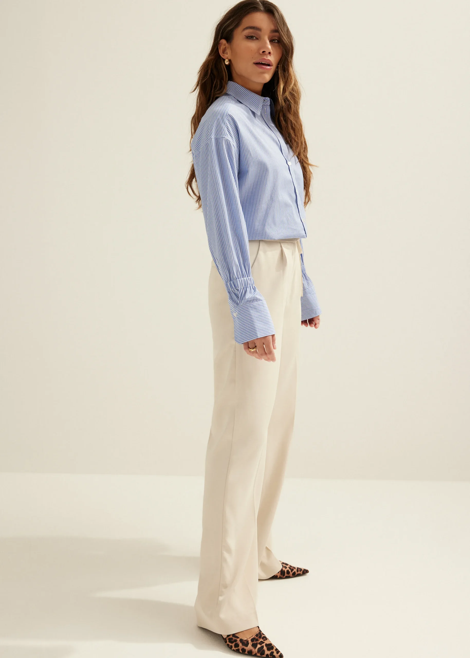 Clearance Cotton Club Pantalon met gestrikt detail ecru