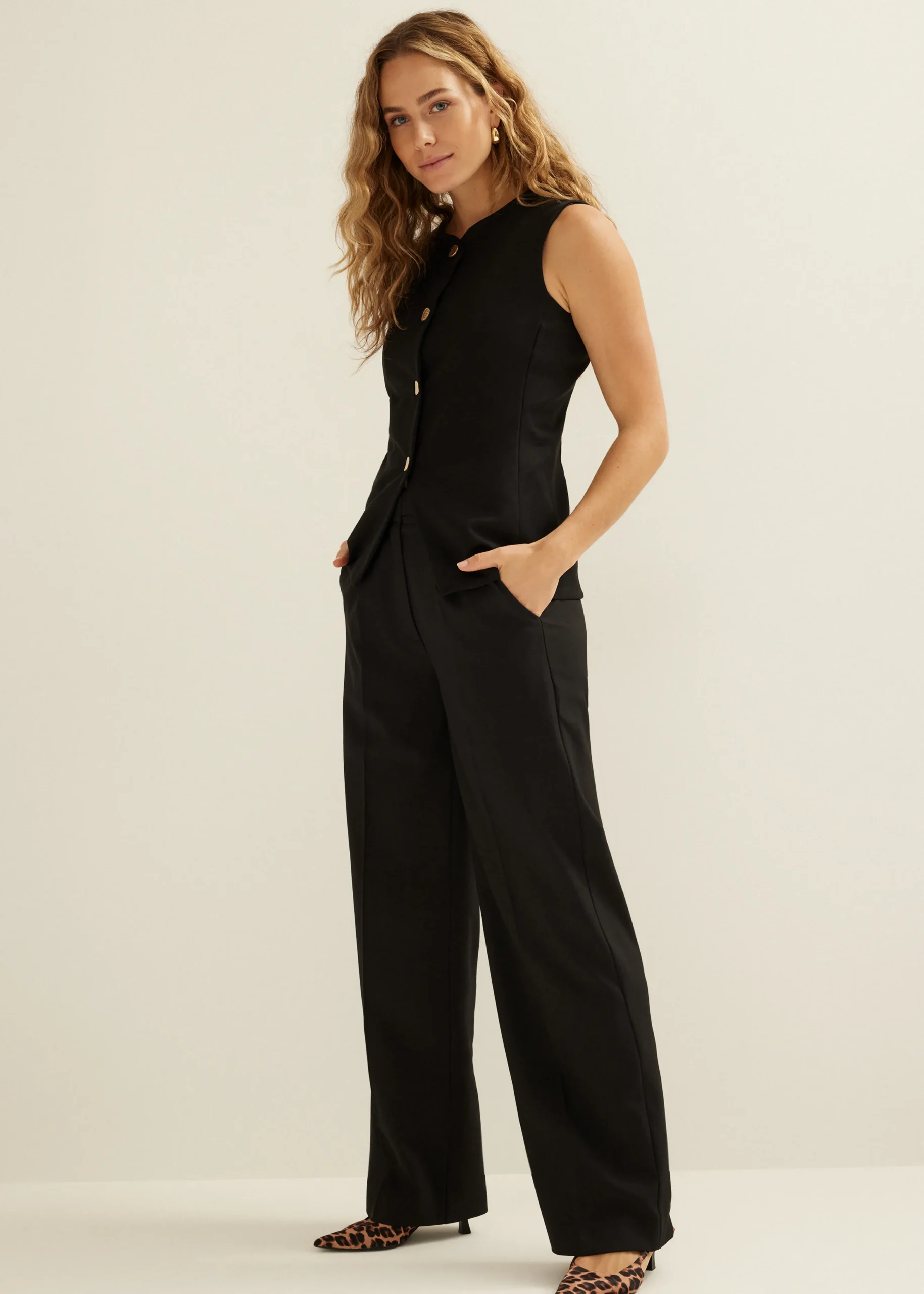 Sale Cotton Club Pantalon met plooien zwart