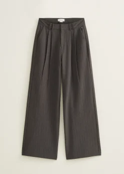 New Cotton Club Pantalon met wide leg antracietgemêleerd