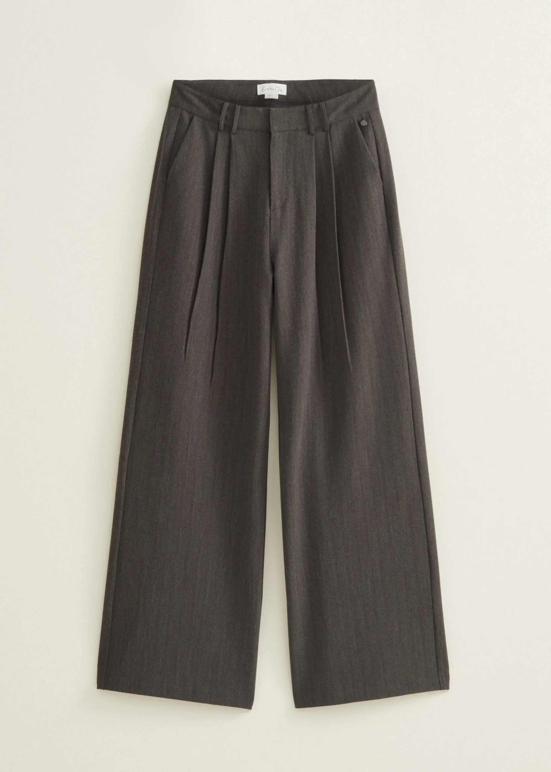 New Cotton Club Pantalon met wide leg antracietgemêleerd