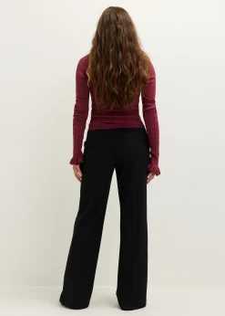 Discount Cotton Club Pantalon met wide leg zwart