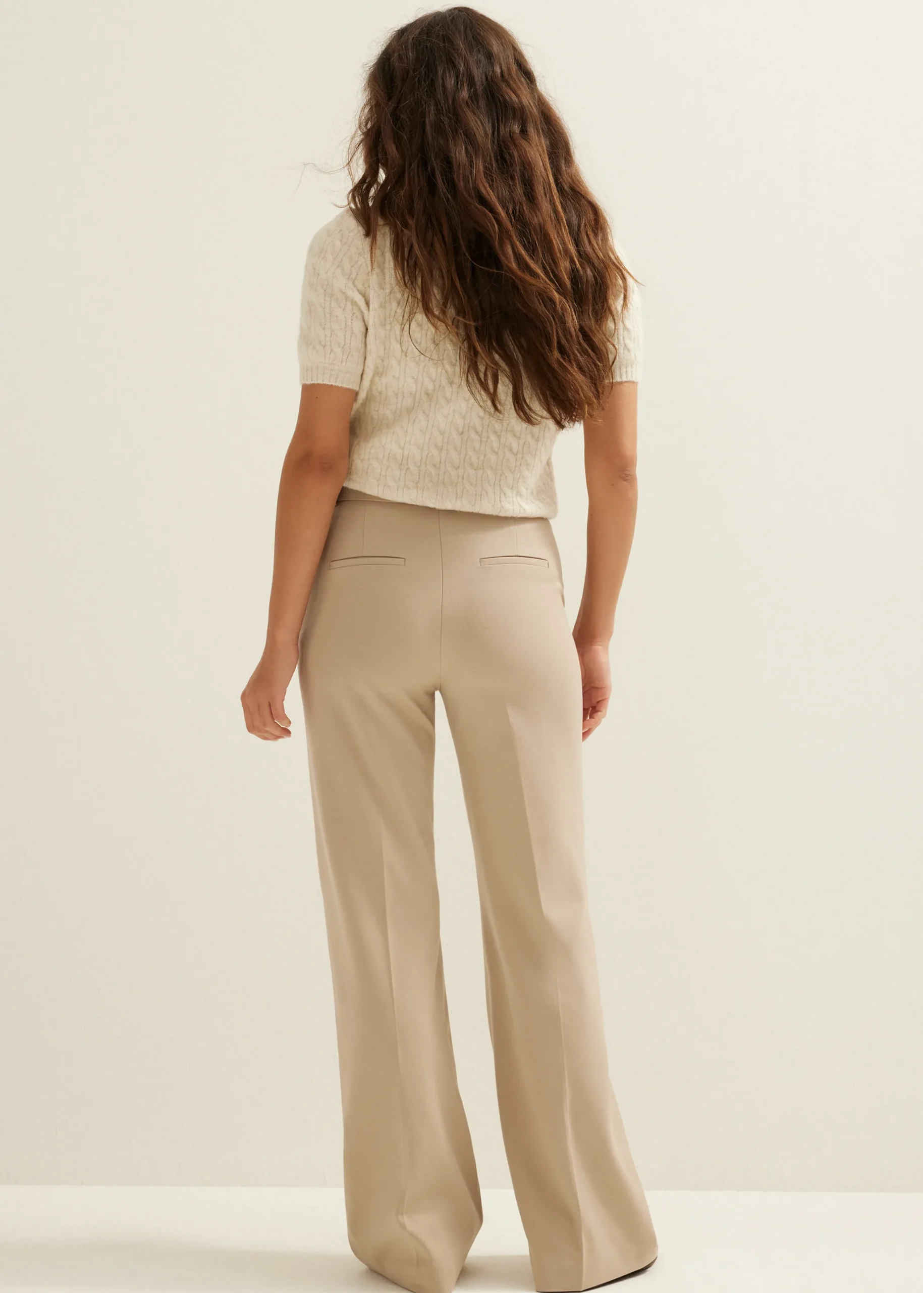 Hot Cotton Club Pantalon met wide leg zand