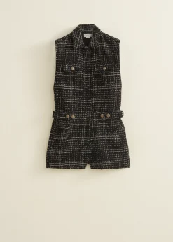Outlet Cotton Club Playsuit van tweed zwart