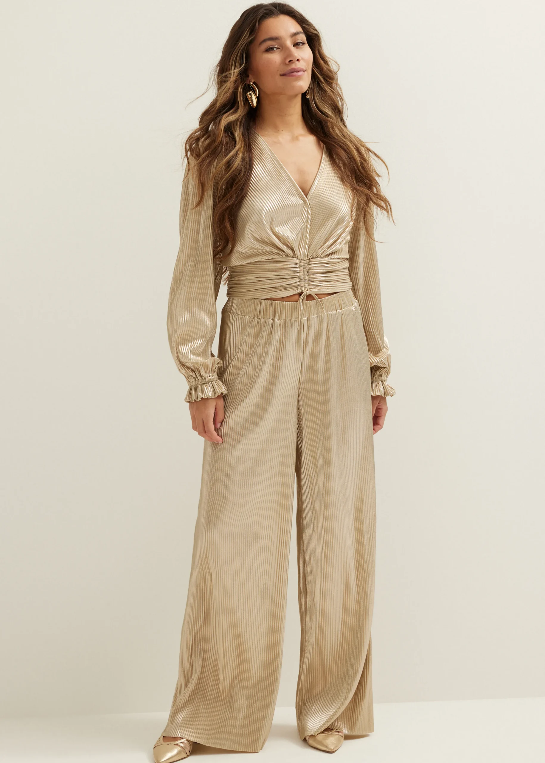 Online Cotton Club Plissé broek goud