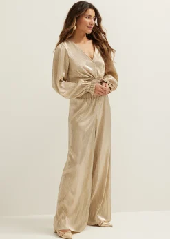 Online Cotton Club Pliss&eacute; broek goud