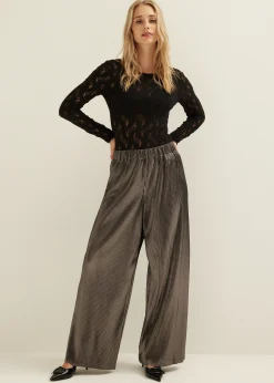 Outlet Cotton Club Pliss&eacute; broek antraciet