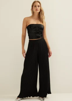 Sale Cotton Club Pliss&eacute; broek zwart