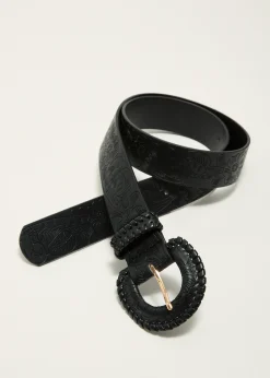 Clearance Cotton Club Riem met reli&euml;f zwart