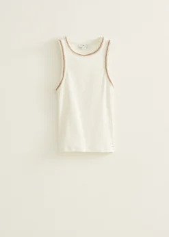 New Cotton Club Singlet crochet details wit,off-white