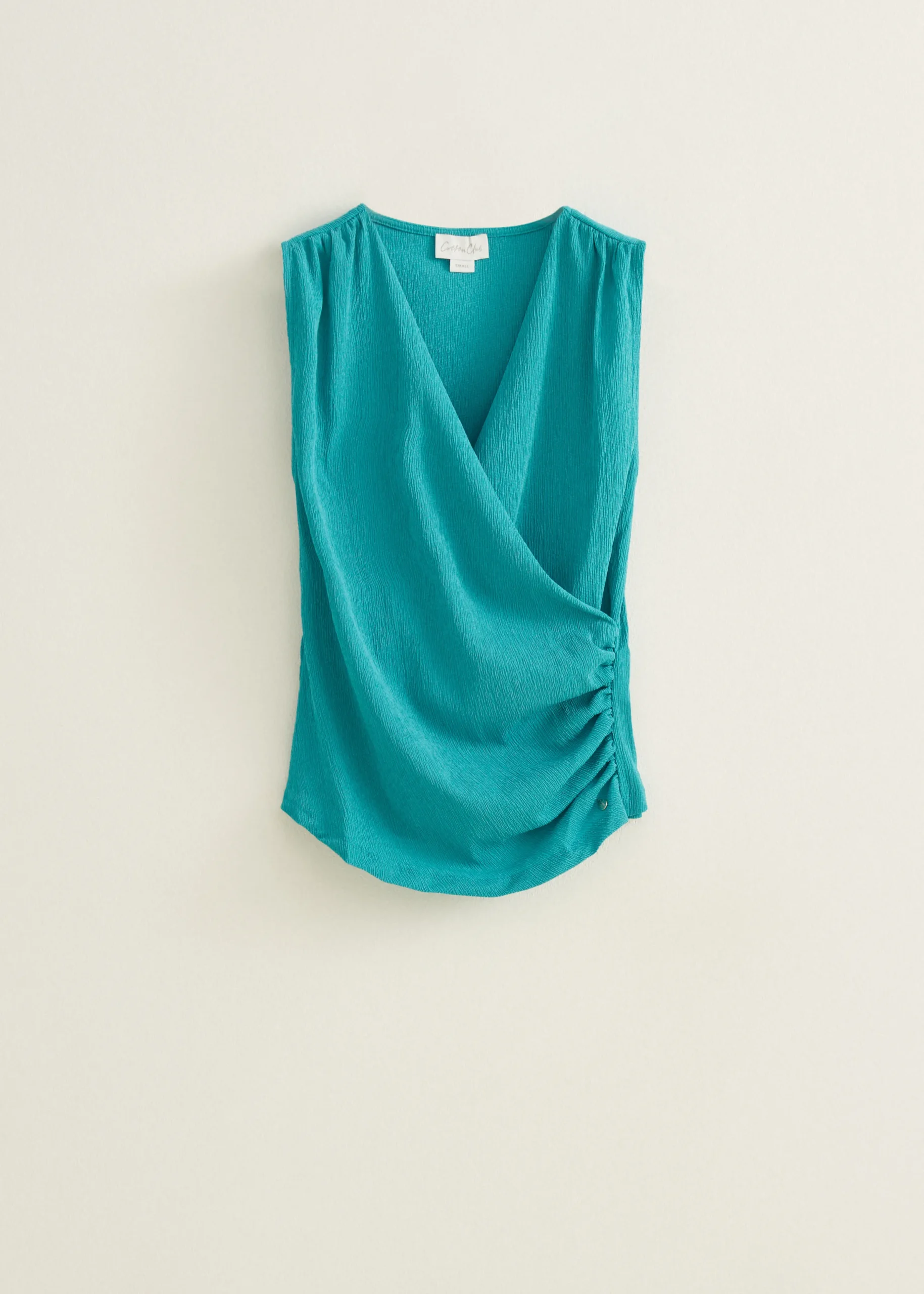 Outlet Cotton Club Singlet gedrapeerd petrol