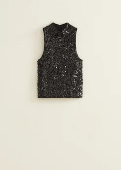 Online Cotton Club Singlet met pailletten zwart