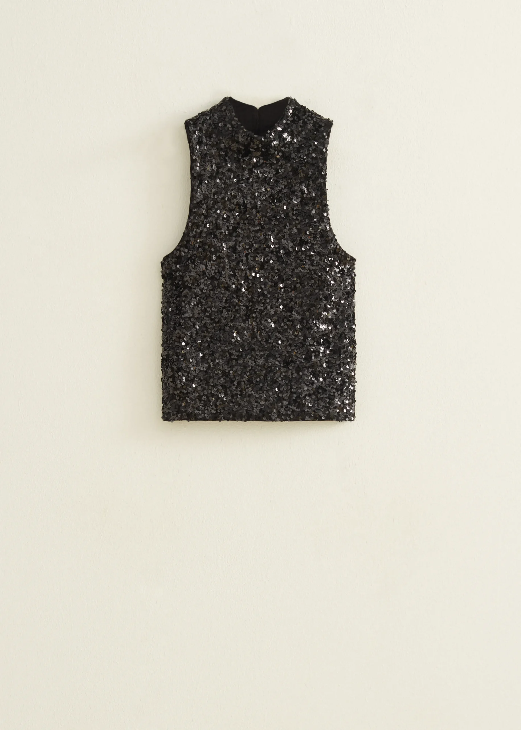Online Cotton Club Singlet met pailletten zwart