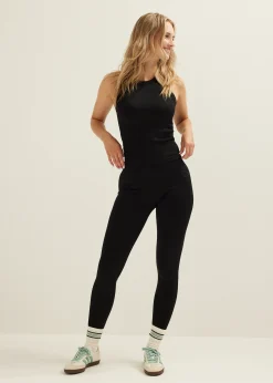 Outlet Cotton Club Singlet met rib zwart