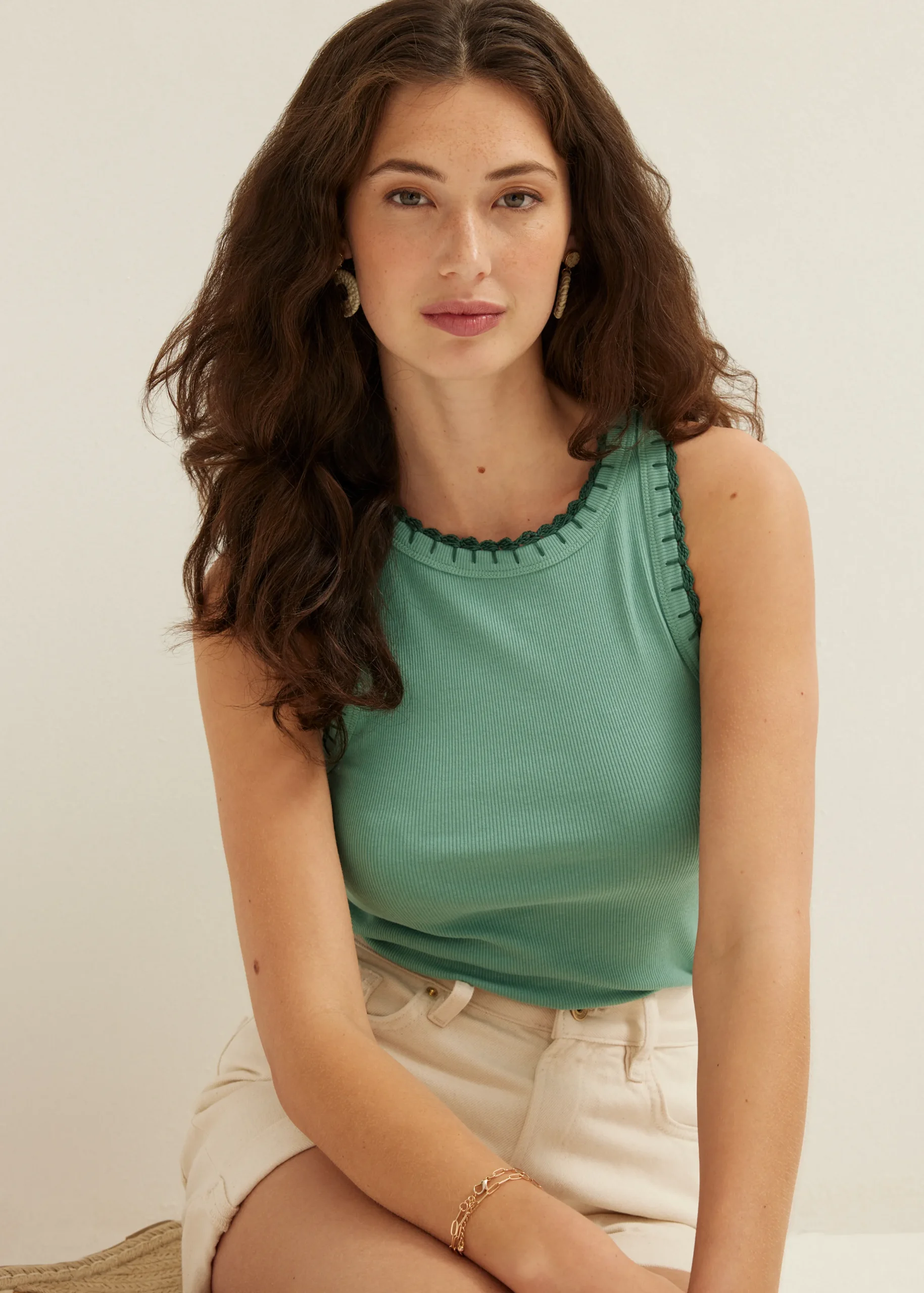 Hot Cotton Club Singlet paige mint,donker