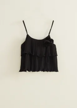 New Cotton Club Singlet van plissé zwart