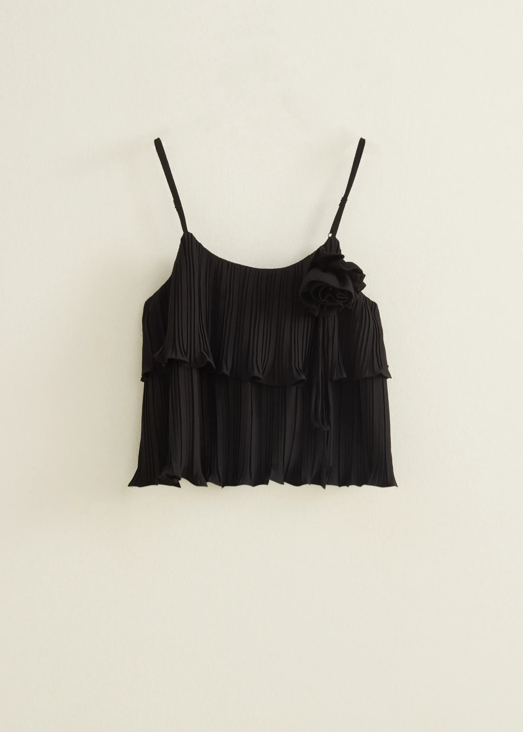 New Cotton Club Singlet van plissé zwart