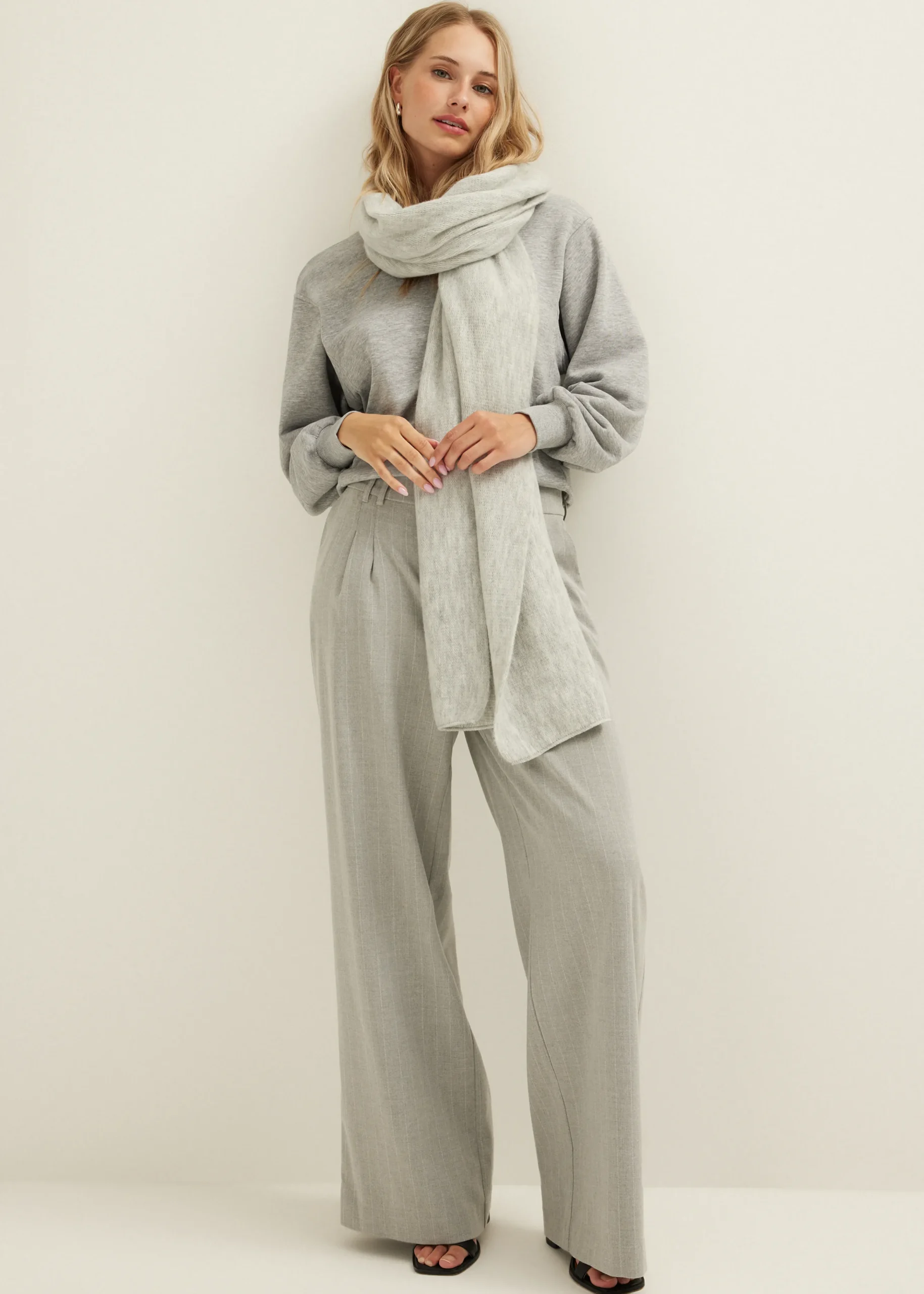 Best Cotton Club Sjaal basic grijs,lichtmelee