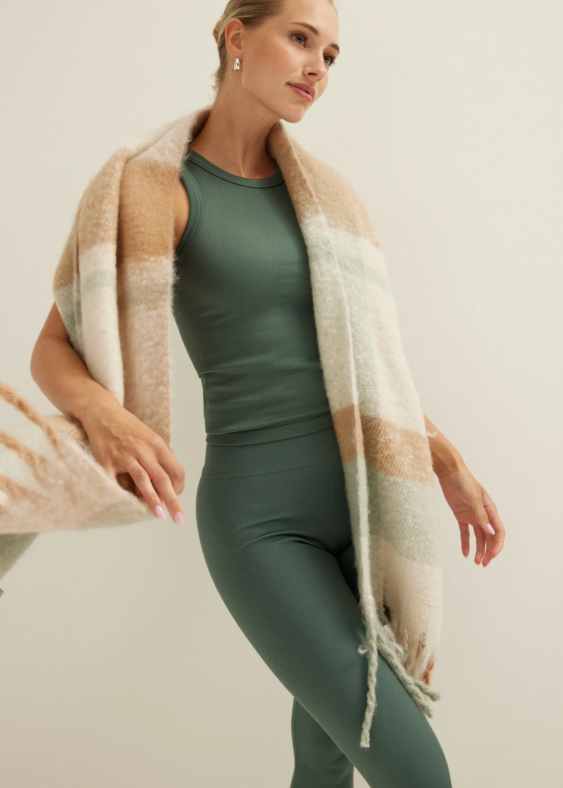 New Cotton Club Sjaal met ruit print coolmint