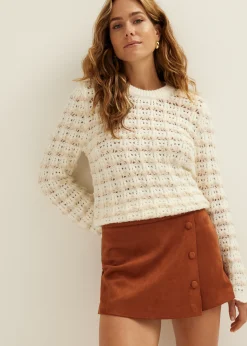 Clearance Cotton Club Skort van suedine cognac