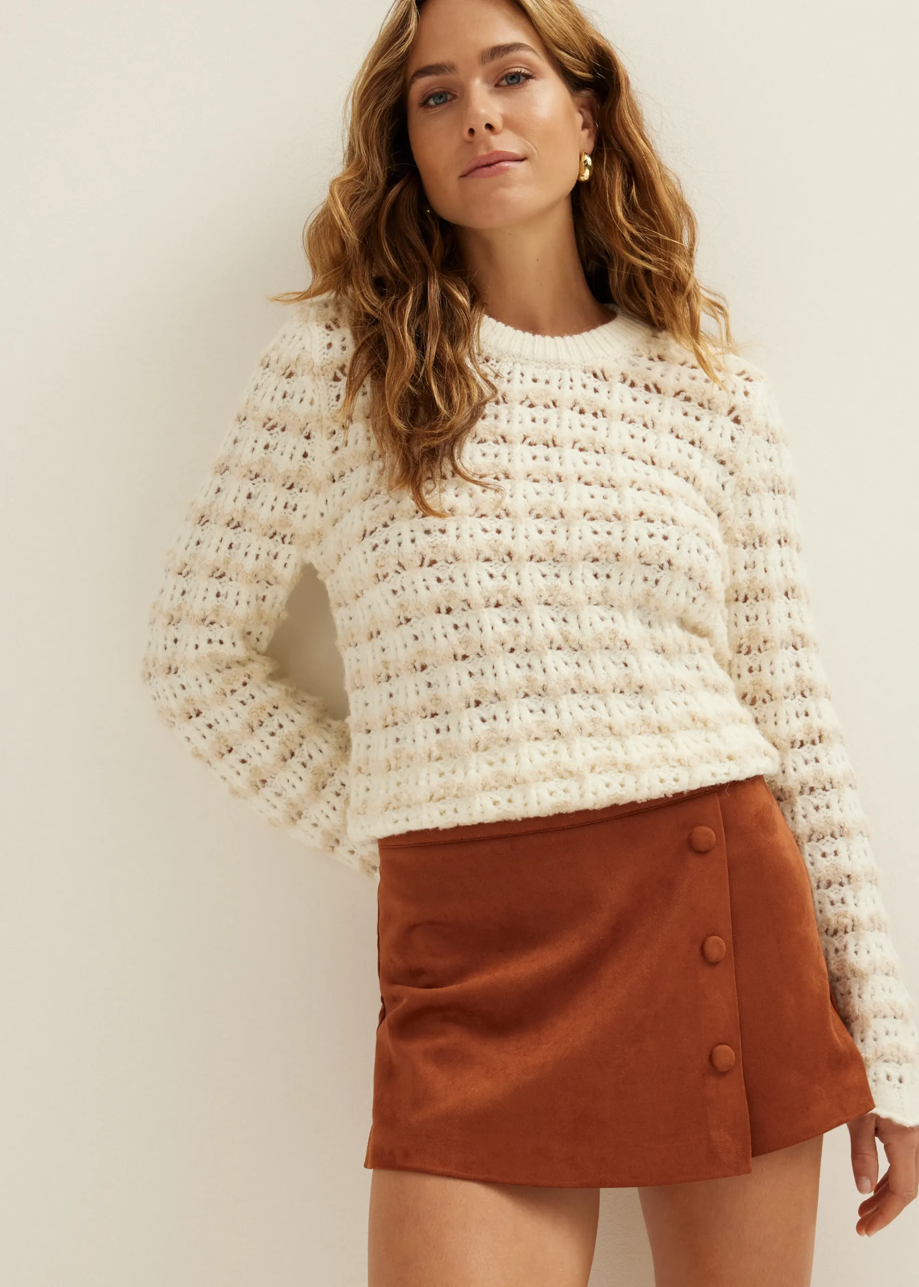 Clearance Cotton Club Skort van suedine cognac