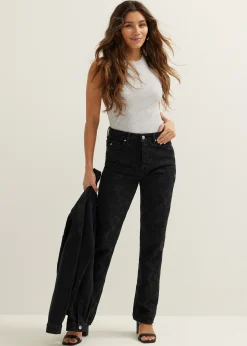 Hot Cotton Club Straight jeans claire bloemen zwart,usedmiddle