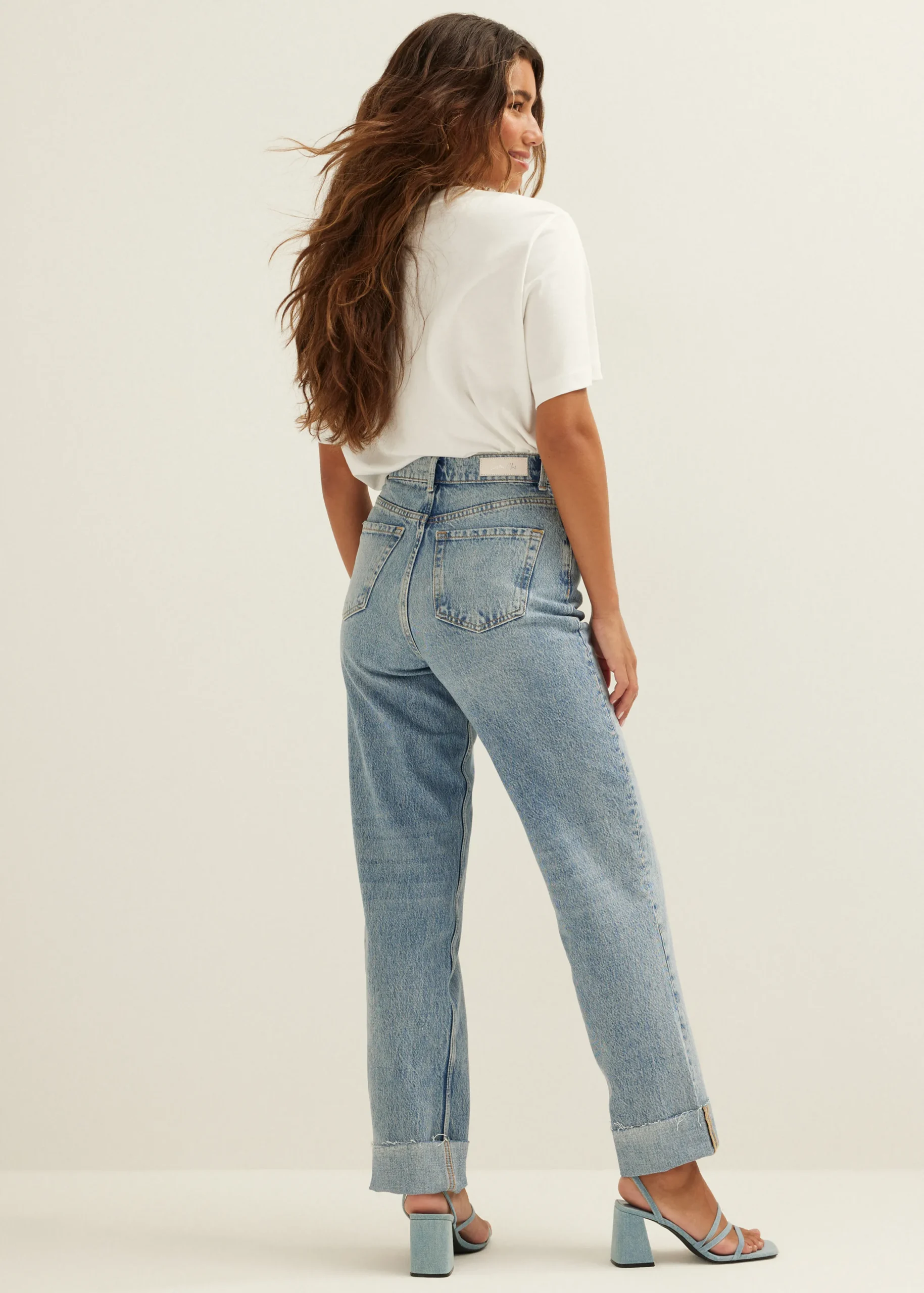 New Cotton Club Straight jeans met omgerolde zoom blauw,usedmiddle