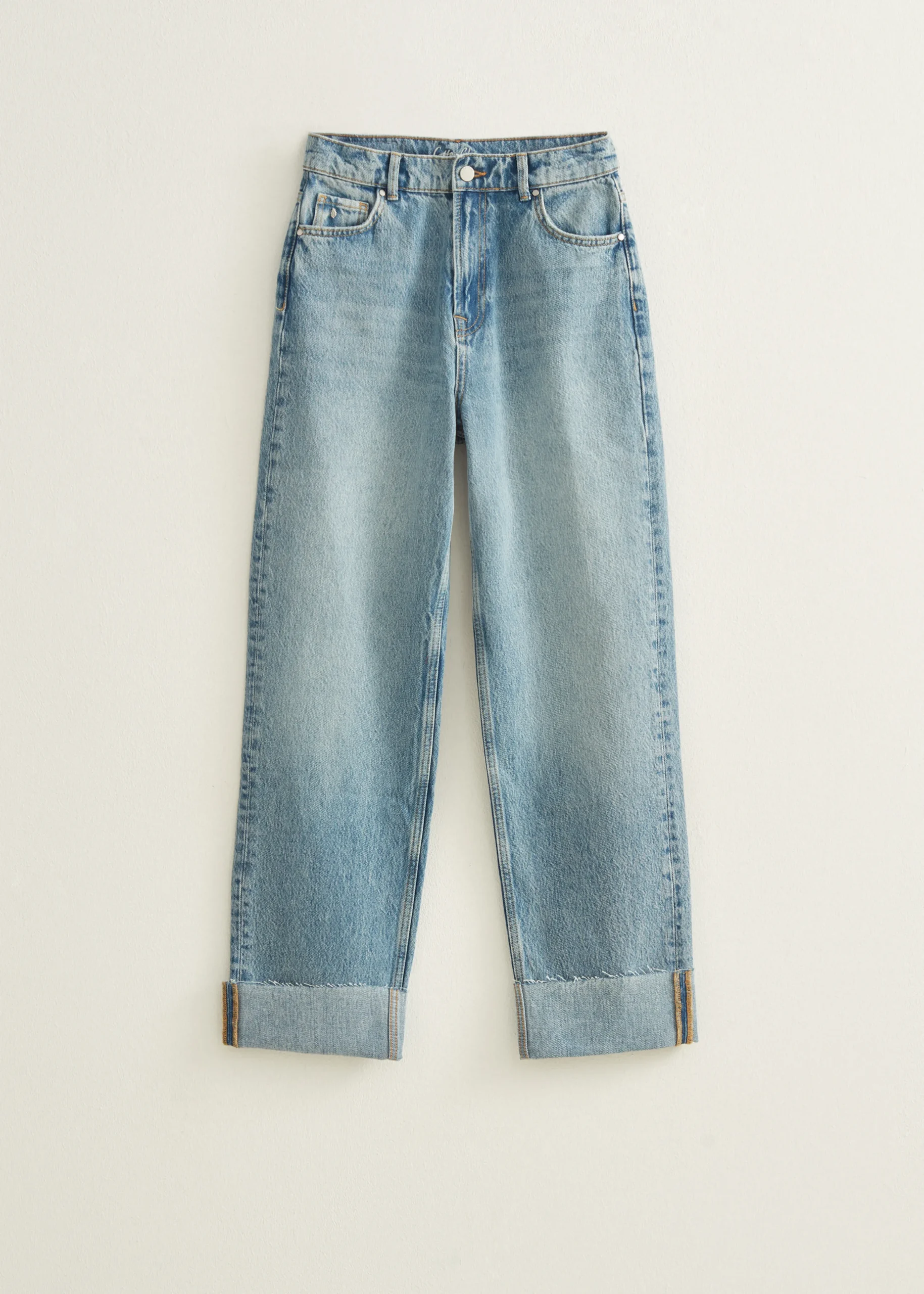 New Cotton Club Straight jeans met omgerolde zoom blauw,usedmiddle