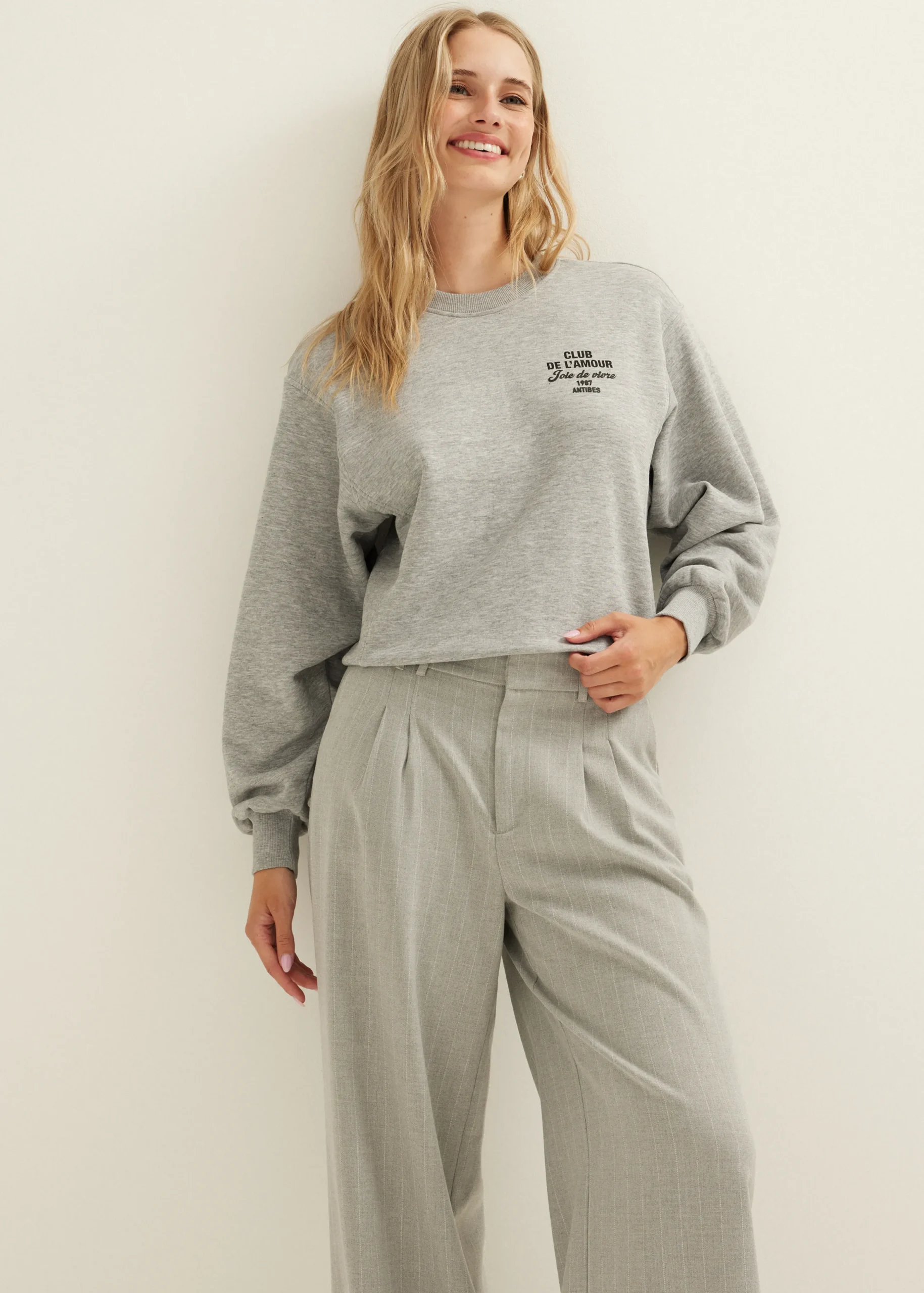Hot Cotton Club Sweater club l'amour grijsgemêleerd