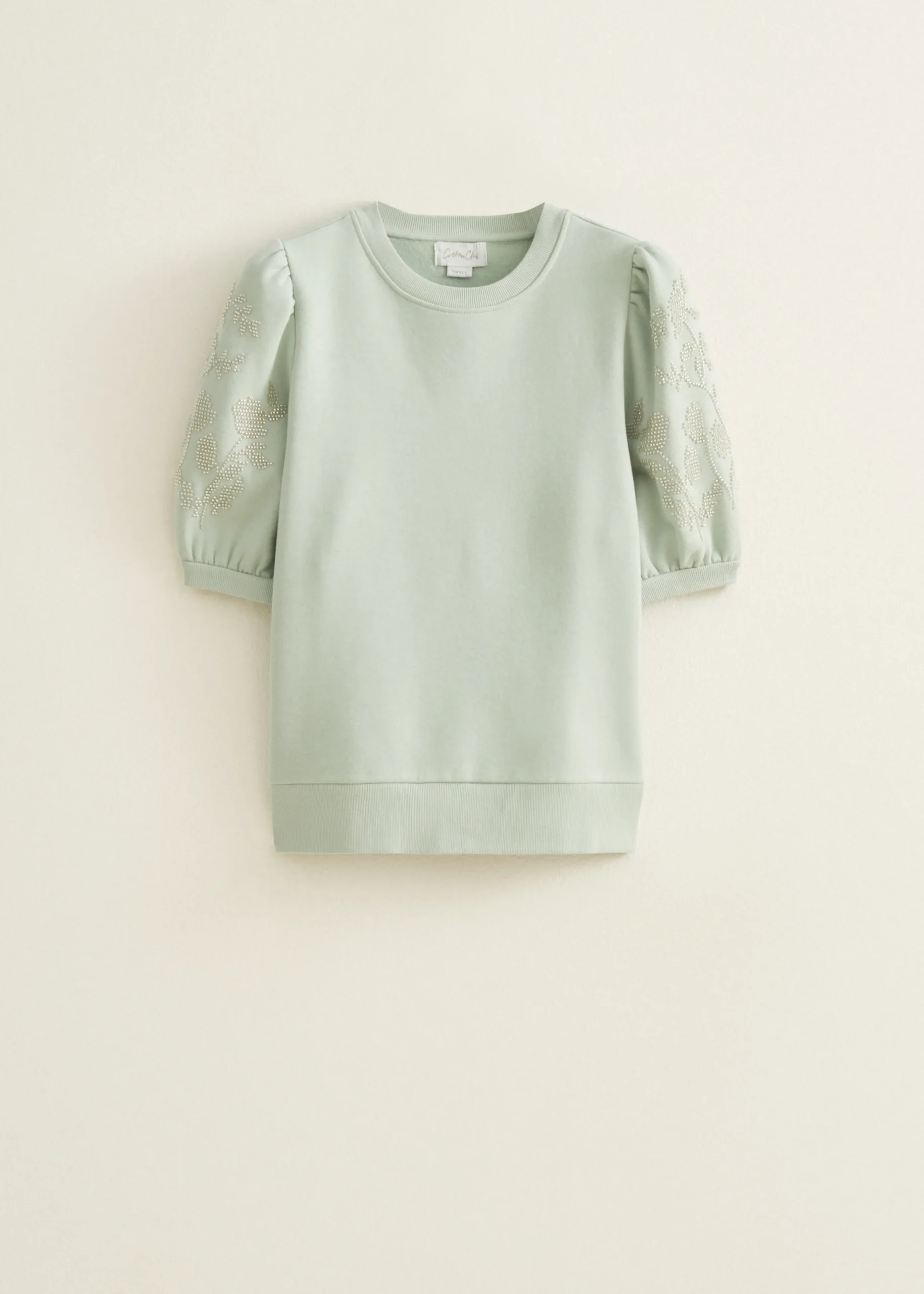 Fashion Cotton Club Sweater geborduurde kralen mint,licht