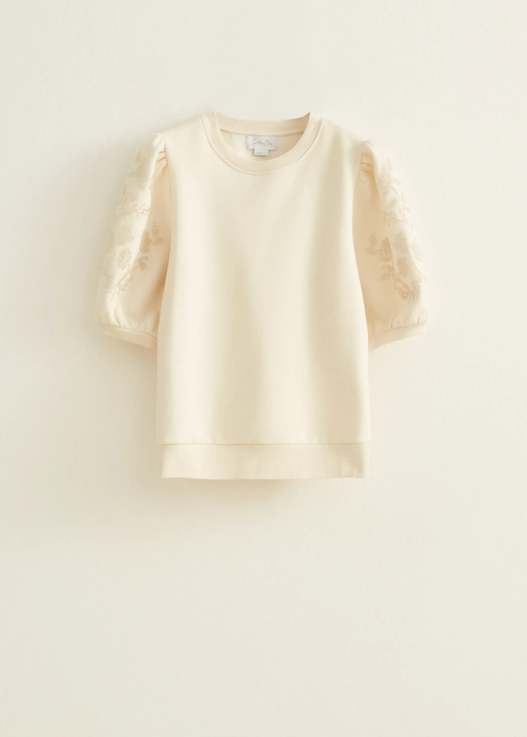 Best Cotton Club Sweater geborduurde kralen ecru