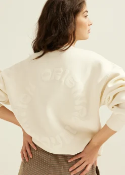 Fashion Cotton Club Sweater met backprint ecru