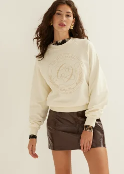 Best Cotton Club Sweater met borduurwerk ecru