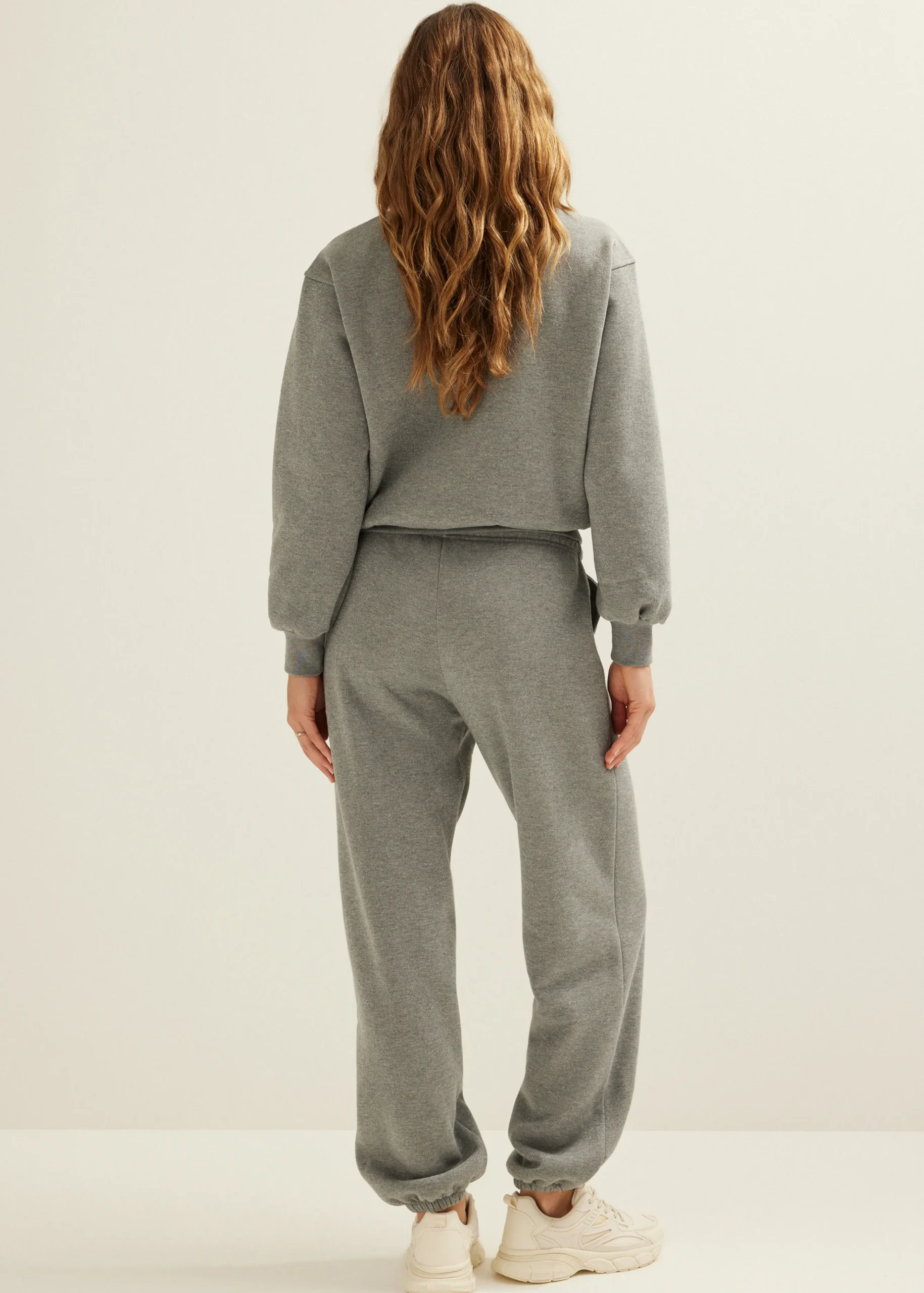 Online Cotton Club Sweater met glitter effect middengrijsgemêleerd