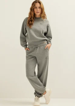Online Cotton Club Sweater met glitter effect middengrijsgemêleerd